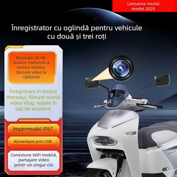 Cameră HD panoramică pentru motocicletă, alimentare USB, înregistrare pentru sporturi în aer liber