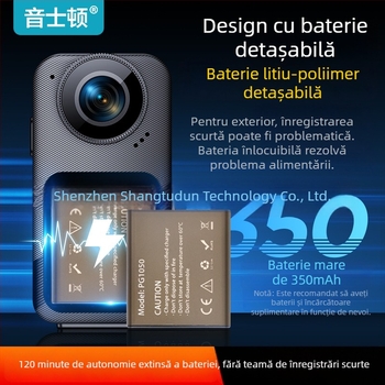 Inston S8 360° Cameră de acțiune montată pe piept pentru motocicletă, stocare TF, rezoluție 4800, autonomie baterie 96 de minute