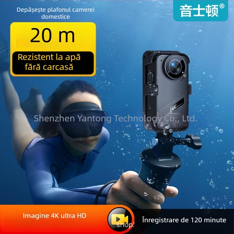 Inston S8 360° Cameră de acțiune montată pe piept pentru motocicletă, stocare TF, rezoluție 4800, autonomie baterie 96 de minute