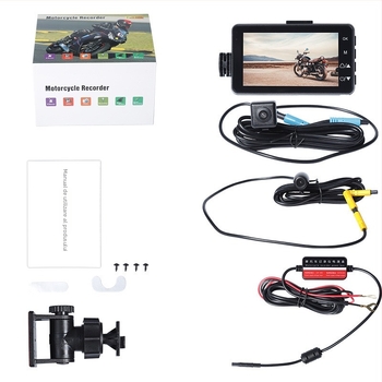 KM28 Dash cam pentru motocicletă cu două lentile, unghi 120° față/spate, 2.0MP, suport TF până la 32GB