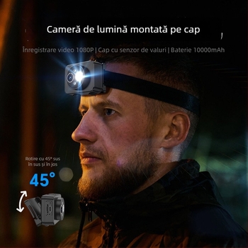 Cameră pentru montare pe cap D8, unghi de vizualizare 90°, 128 GB, înregistrare de 16 ore, suport card SD