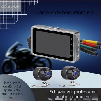 Camera pentru motocicletă cu lentile duale față și spate, 720P HD, unghi larg 140°, suport TF card până la 128GB, înregistrare ciclică