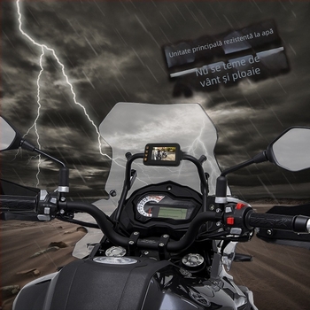 MT-55 Dash Cam pentru motocicletă cu cameră duală față-spate, unghi larg 120°, 2MP, până la 64GB, alimentare 12–24V