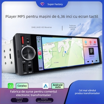 Semaitu radio auto cu ecran LCD tactil, DAB încorporat, CarPlay și Android Auto wireless, încărcare rapidă, suport card SD