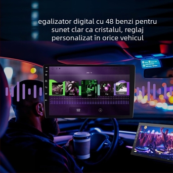 Android Wireless CarPlay ecran OLED capacitiv, MP5 player auto, 2+32GB, FM radio, 12V DC