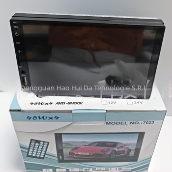 Haohuida player Bluetooth pentru mașină MP5/MP3 cu SD/USB, afișaj OLED, suportă videoclipuri AVI/MPEG-4/FLV/MPG și audio MP3/WMA/WAV, alimentare 12-24V DC.