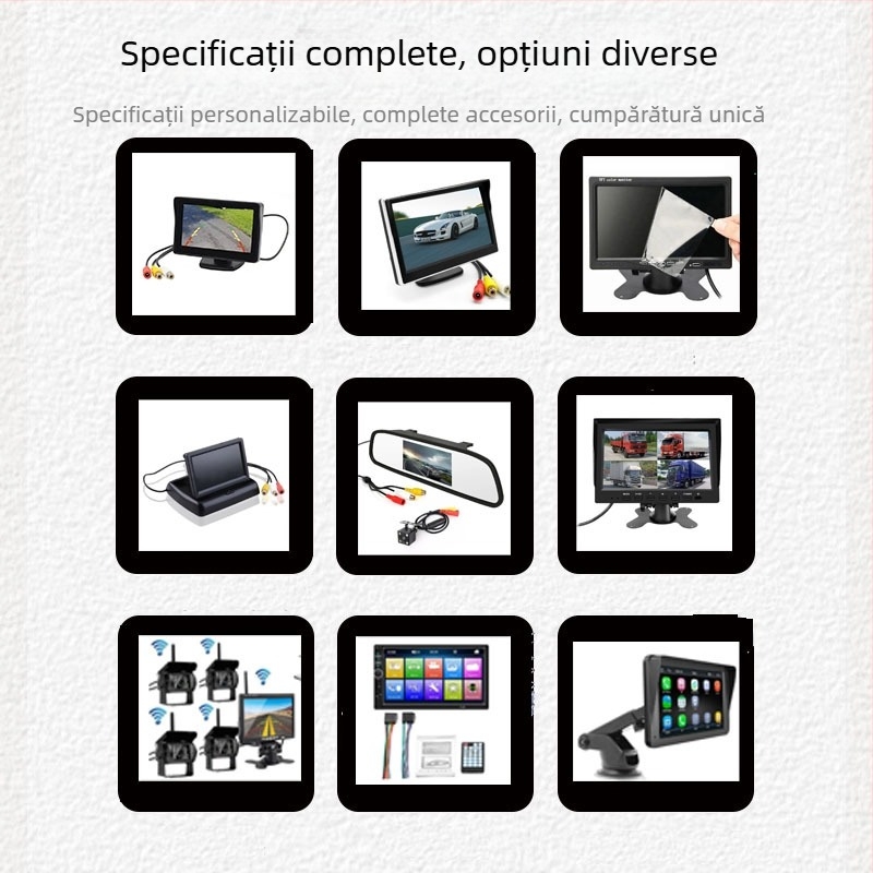 Unitate MP5 pentru mașină de 7 inch cu imagine de marșarier, Bluetooth, radio FM, redare USB/SD, sursă de alimentare 12–24V