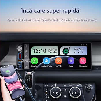 TH-68001 MP5 player auto cu imagine HD la vedere în spate, CarPlay & Android Auto, încărcare USB rapidă, suport SD card, garanție de 1 an