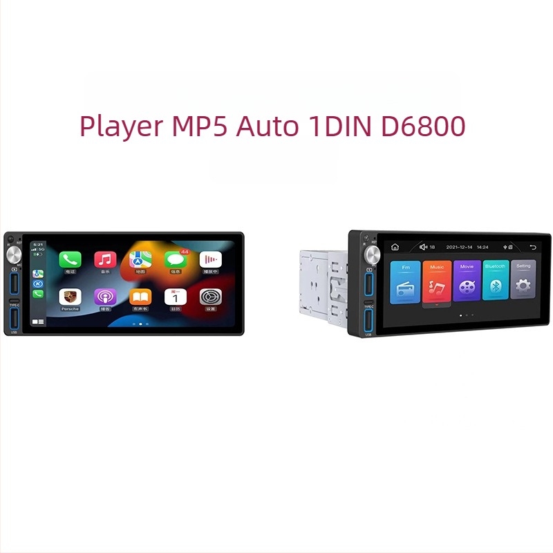 Player multimedia 1-DIN cu CarPlay MP5, Bluetooth, suport SD card, video AVI/MPEG-4/MPG și audio MP3/WMA/WAV/FLAC