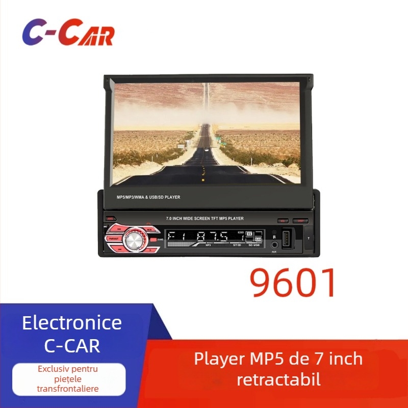 Player MP5 auto cu navigație GPS, model 9601, Bluetooth, suport USB/SD