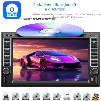 Player Bluetooth auto DVD/CD MP3/MP5 cu ecran OLED, 12V DC, telecomandă