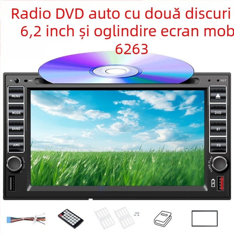Player Bluetooth auto DVD/CD MP3/MP5 cu ecran OLED, 12V DC, telecomandă