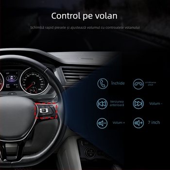 Player MP5 auto, 7 inch OLED, cu CarPlay, Bluetooth și imagine de parcare inversă, alimentare 12-24V DC