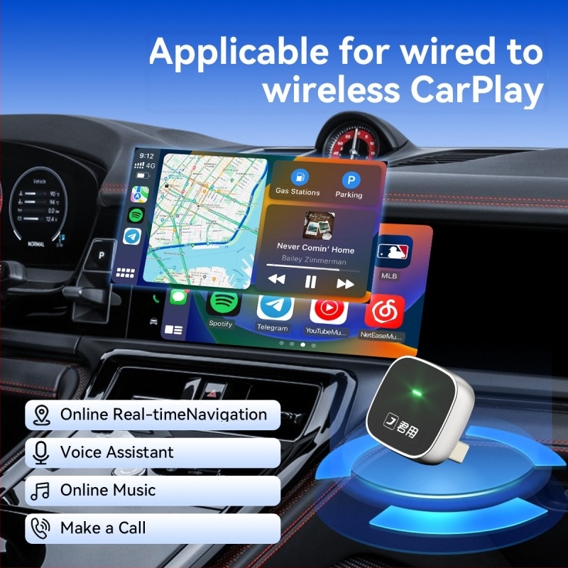 Cutie CarPlay wireless pentru Apple iPhone — Model G2, CPU dual-core, 1GB RAM, Linux OS, interfață USB