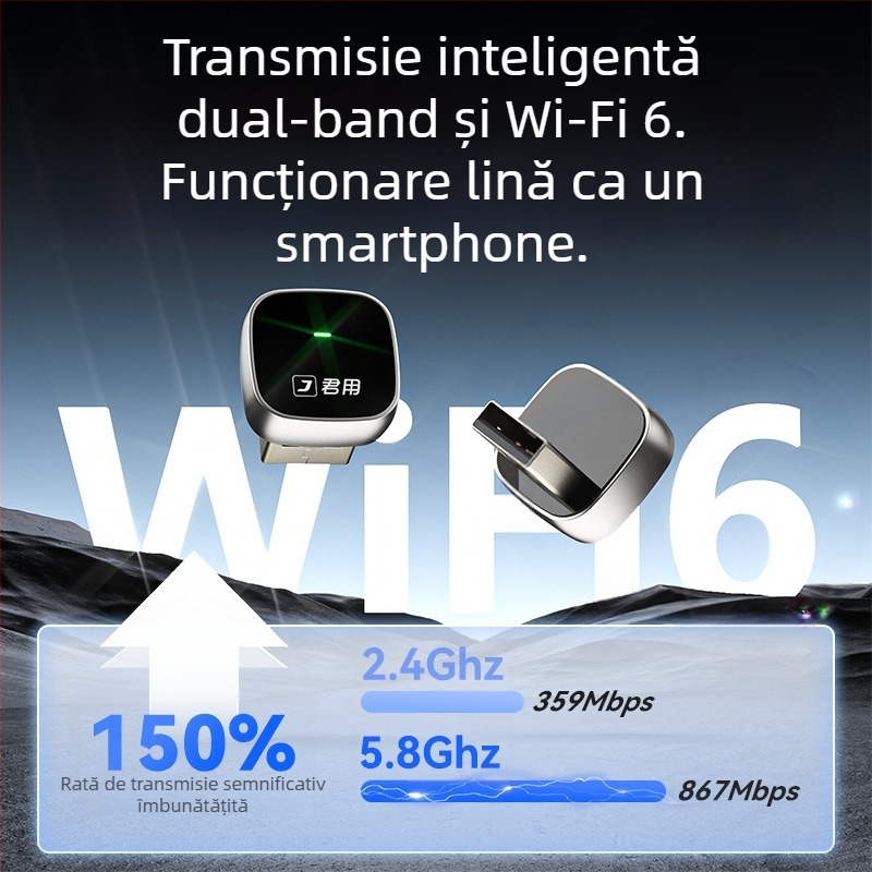 Cutie CarPlay wireless pentru Apple iPhone — Model G2, CPU dual-core, 1GB RAM, Linux OS, interfață USB