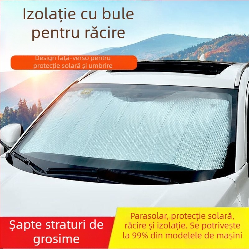 Parasolar pentru parbriz auto cu ventuze, izolație termică și protecție a intimității din folie de aluminiu