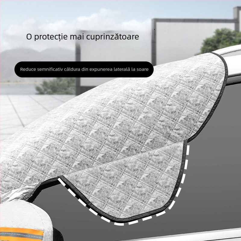 Parasolar auto pentru parbrizul frontal — folie de aluminiu, montaj tip card, compatibilitate generală, stil Original Wind, model uni