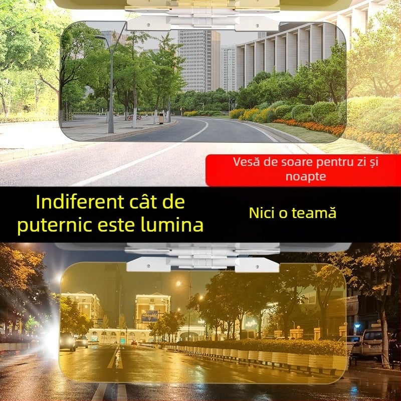 Oglindă parasolar auto anti-orbire pentru condus noaptea, material acrilic, montaj încapsulat, universal, partea din față