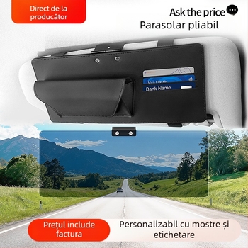 Viziere universală din piele pentru mașină, cu lentilă anti-reflexie, protecție de lumină și spațiu de depozitare multifuncțional