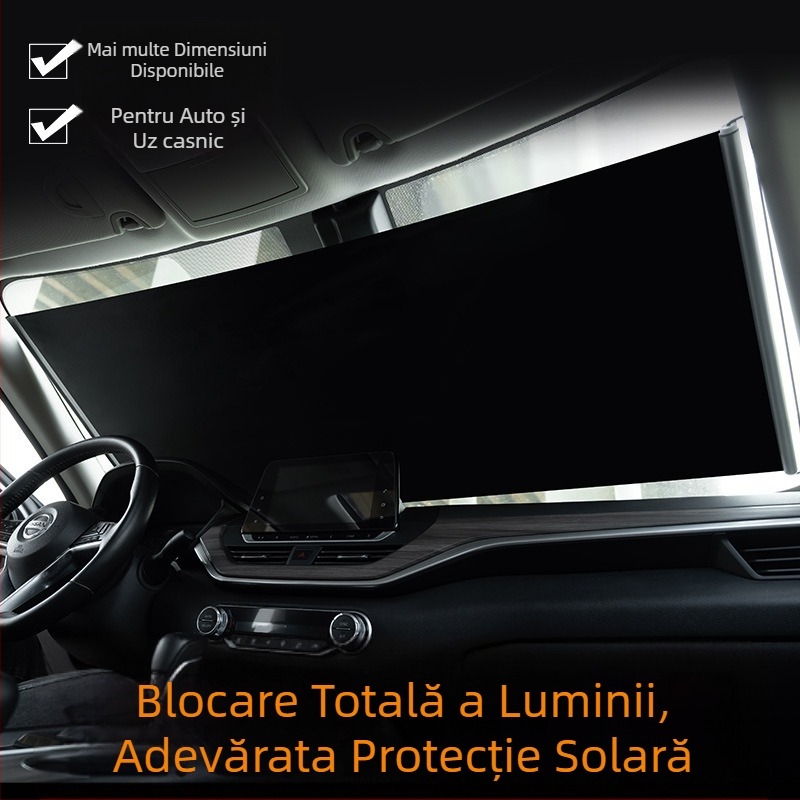 Umbră de soare pentru geamuri auto, cu ventuze, perdea extensibilă, potrivire universală, stil simplu