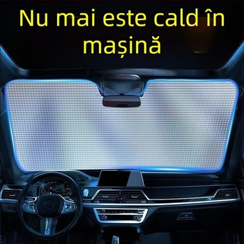 Parasolar auto din folie de aluminiu, protecție solară și izolație termică, bule dublu stratificate, pentru parbrizul frontal, întunecare completă