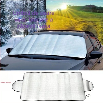 Parasolar auto pentru parbriz frontal cu izolație împotriva zăpezii și înghețului, potrivire universală, folie de aluminiu, montaj cu ventuze, imprimare logo și etichetă privată