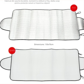 Parasolar auto pentru parbriz frontal cu izolație împotriva zăpezii și înghețului, potrivire universală, folie de aluminiu, montaj cu ventuze, imprimare logo și etichetă privată
