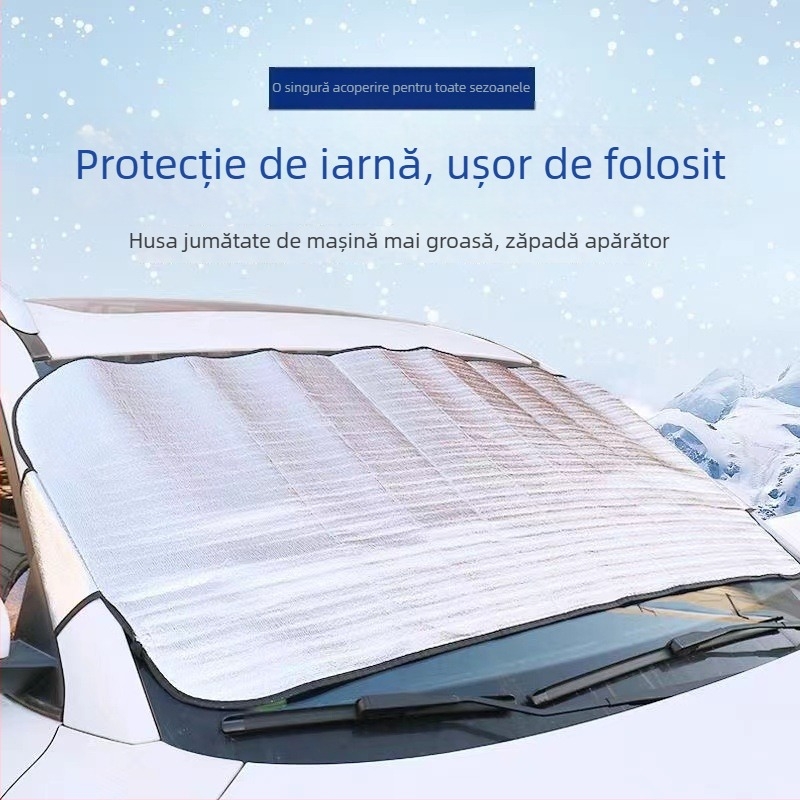 Parasolar auto pentru parbriz frontal cu izolație împotriva zăpezii și înghețului, potrivire universală, folie de aluminiu, montaj cu ventuze, imprimare logo și etichetă privată