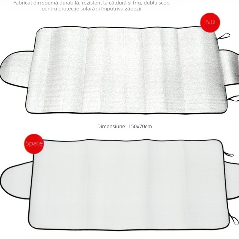 Parasolar auto pentru parbriz frontal cu izolație împotriva zăpezii și înghețului, potrivire universală, folie de aluminiu, montaj cu ventuze, imprimare logo și etichetă privată