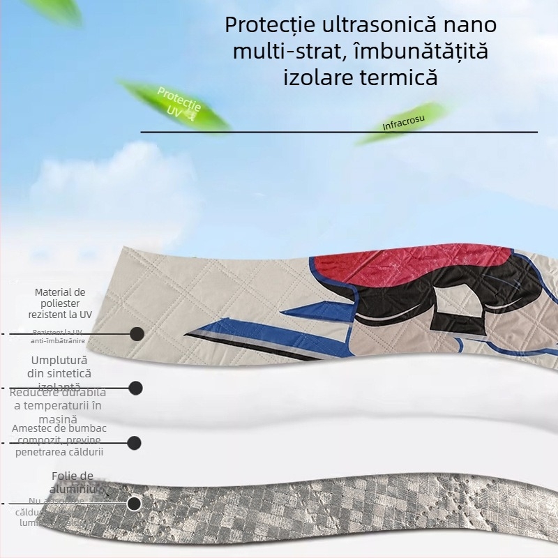 Protecție pentru zăpadă a mașinii și parbrizul frontal – stil gros, universal, din compozit de folie de aluminiu, montaj încorporat