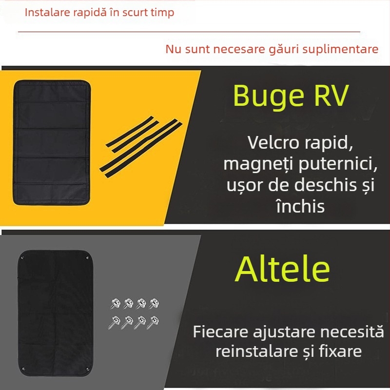 Parasolar auto și camper cu magneți puternici, tip reflectorizant, rulou, film de aluminiu 300D