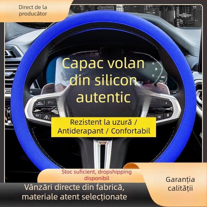 Husă din silicon pentru volan, antiderapantă, rezistentă la uzură, universală pentru toate anotimpurile, senzație premium, ultra-subțire, confortabilă, absoarbe transpirația