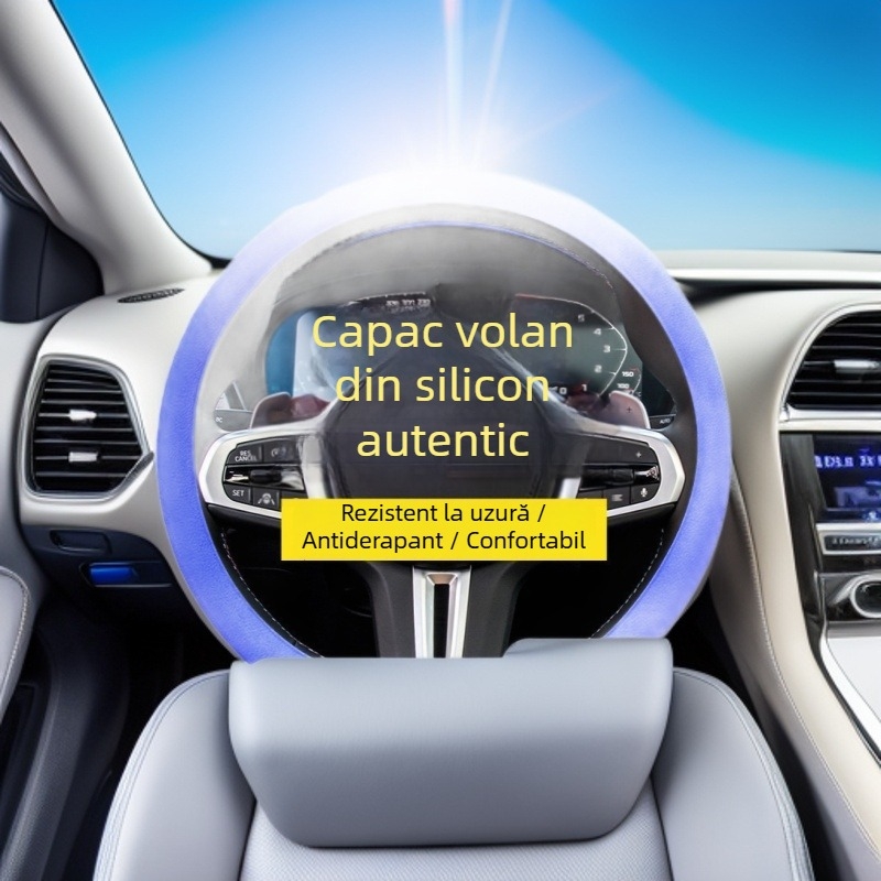 Husă din silicon pentru volan, antiderapantă, rezistentă la uzură, universală pentru toate anotimpurile, senzație premium, ultra-subțire, confortabilă, absoarbe transpirația