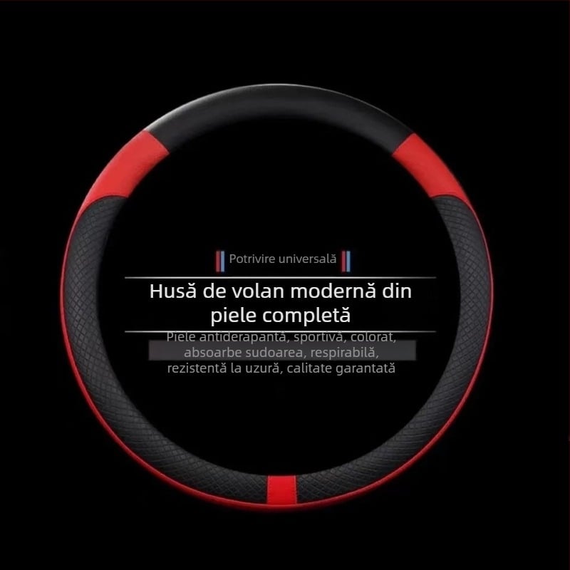 Acoperire volan auto din piele artificială, montaj universal, pentru toate sezoanele, compatibilă cu toate mărcile de mașini