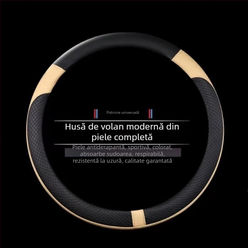 Acoperire volan auto din piele artificială, montaj universal, pentru toate sezoanele, compatibilă cu toate mărcile de mașini