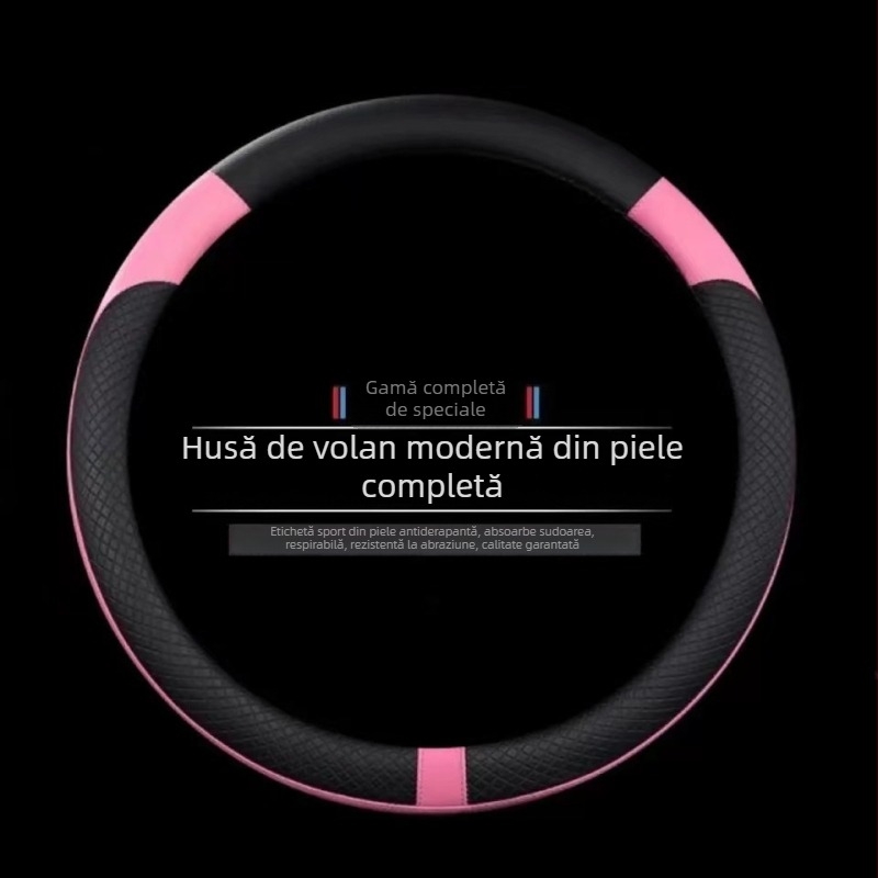 Acoperire volan auto din piele artificială, montaj universal, pentru toate sezoanele, compatibilă cu toate mărcile de mașini