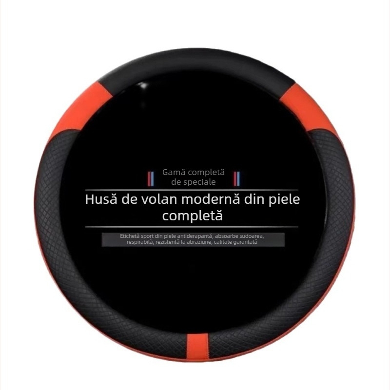 Acoperire volan auto din piele artificială, montaj universal, pentru toate sezoanele, compatibilă cu toate mărcile de mașini
