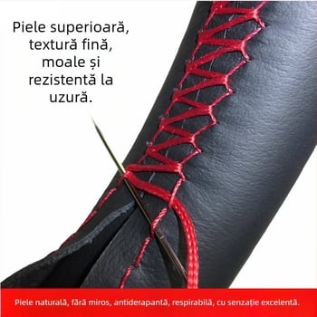 Husă volan - cusut manual din piele naturală, potrivire universală, Marcă Yijie