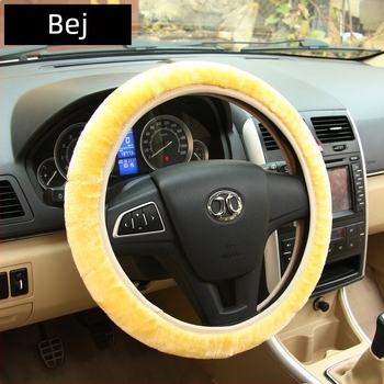 Husă volan de mașină – blană sintetică, stil pluș, montaj universal, pentru toate anotimpurile