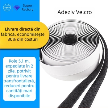 Bandă Velcro adezivă pentru perdele și uși – Velcro din nailon, dublu adeziv, utilizare casnică și auto, brand bxx