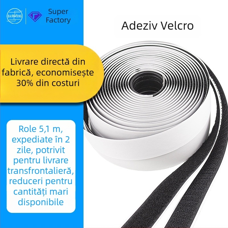 Bandă Velcro adezivă pentru perdele și uși – Velcro din nailon, dublu adeziv, utilizare casnică și auto, brand bxx