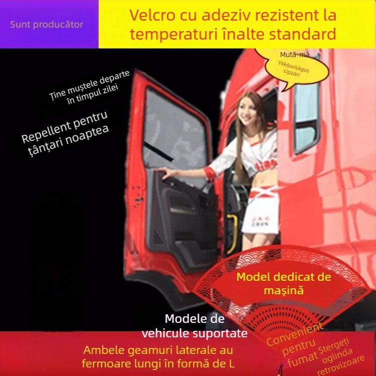 Plasă pentru fereastra camion cu montaj adeziv, protecție împotriva țânțarilor, plastic transparent cu fibră de sticlă, montaj prin lipire, design atârnat, compatibil cu mărci auto generale