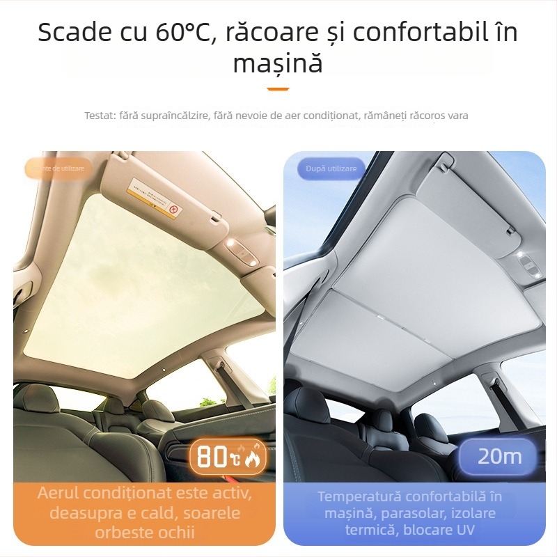 Parasolar auto pentru Tesla Model 3 | Material plasă, Montare prin clipare, Compatibil Model 3, Stil simplu