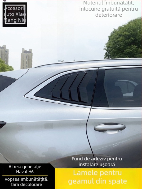 Sticker decorativ auto pentru Haval H6 – jaluzele din geam spate triunghiulare (3a și 4a generație)