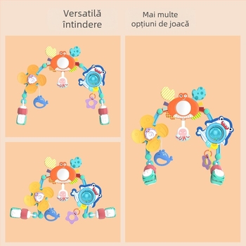 Jucărie suspendată pentru pătuț, pentru nou-născuți, cu clip și zornăitor – rotație, sunet, design cu dublă utilizare, plastic (0-3 ani)