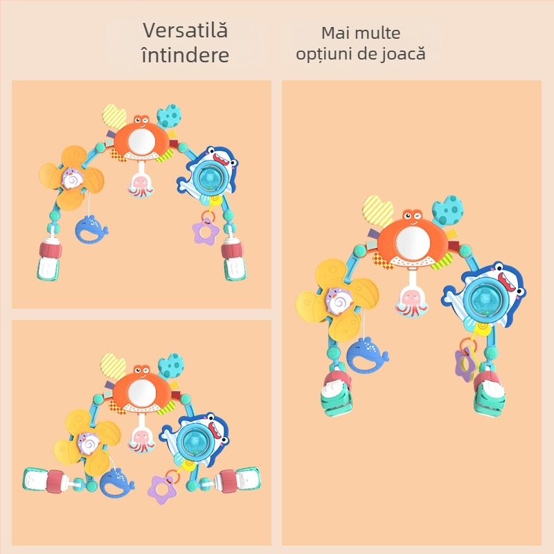 Jucărie suspendată pentru pătuț, pentru nou-născuți, cu clip și zornăitor – rotație, sunet, design cu dublă utilizare, plastic (0-3 ani)
