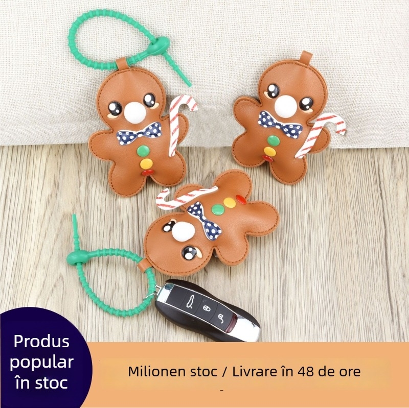 Pandantiv Gingerbread Man din PU pentru agățat în mașină, model anime, ultraușor, accesoriu pentru geantă, toamnă 2025