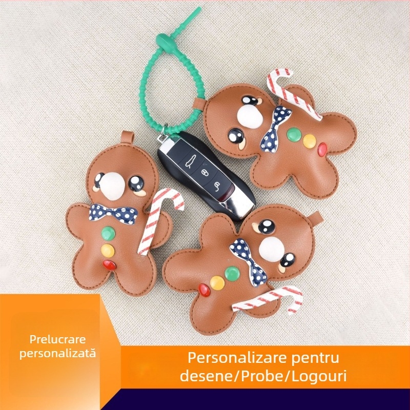 Pandantiv Gingerbread Man din PU pentru agățat în mașină, model anime, ultraușor, accesoriu pentru geantă, toamnă 2025
