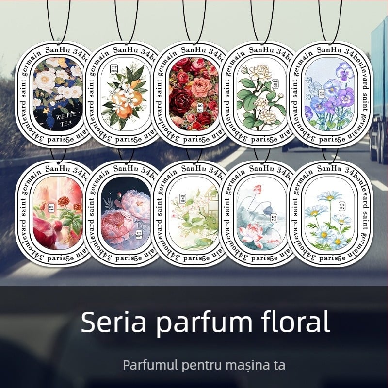 Tablete parfum auto – pandantiv auto din hârtie, aromă proaspătă, repelent pentru țânțari, eliminare a formaldehidelor