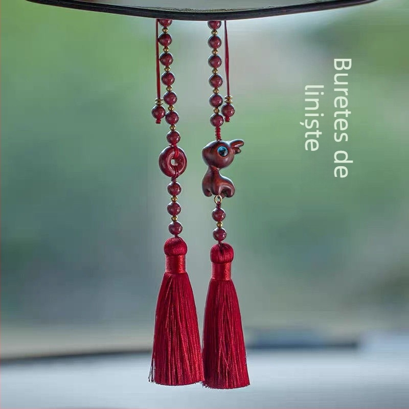 Pandantiv auto din cinnabar pentru oglinda retrovizoare – stil tradițional chinezesc, decor interior, ornament auto